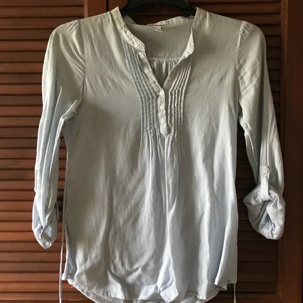 blue and white striped shirt